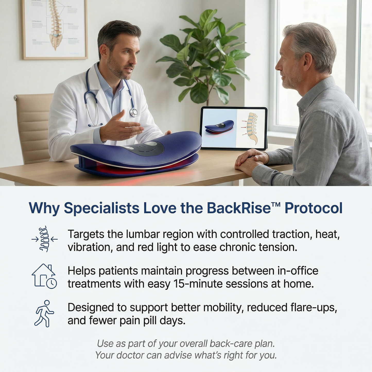 BackRise™ Lumbar Traction & Red Light Therapy Massager